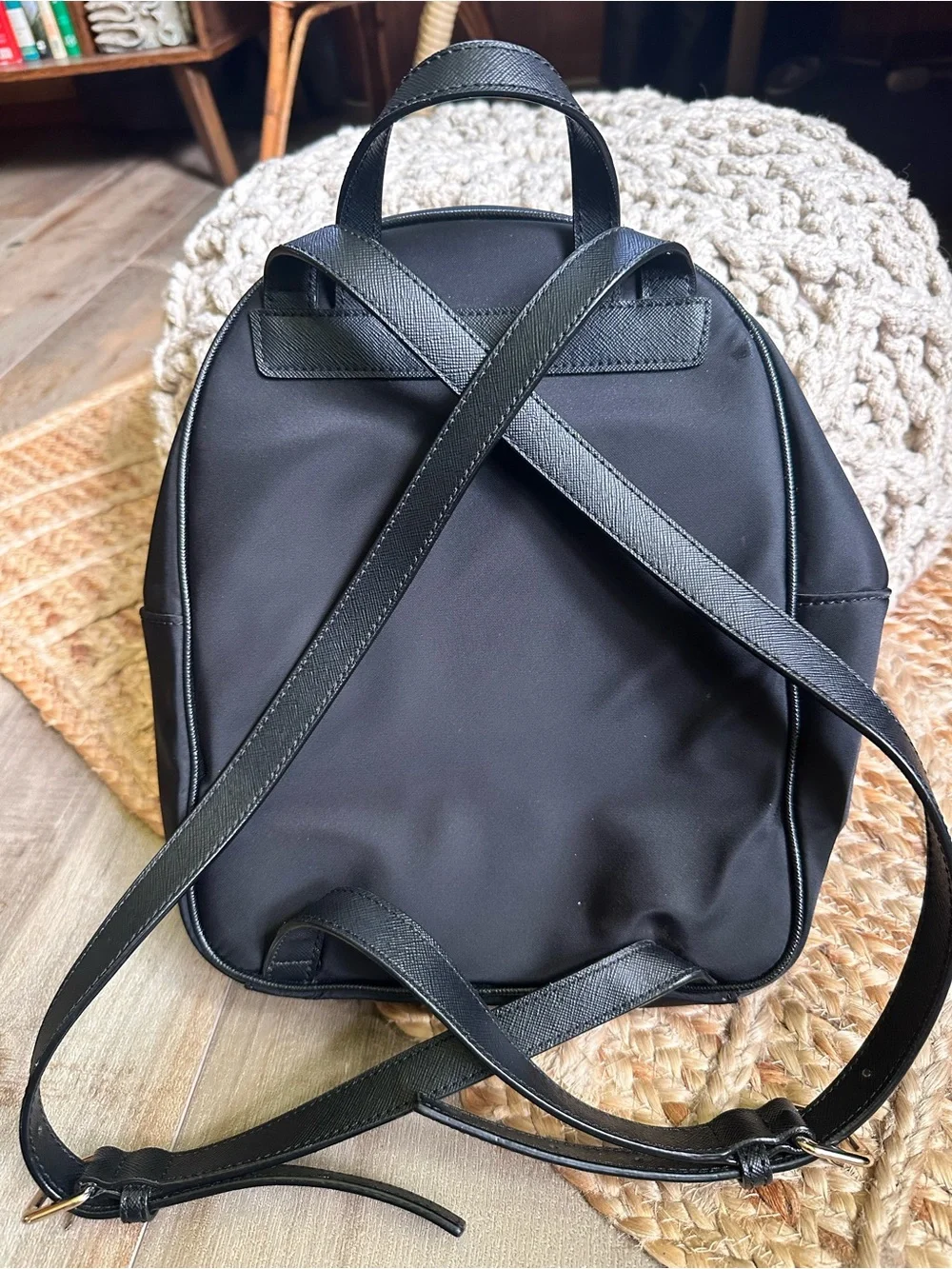 kate spade black nylon mini backpack with gold-tone hardware